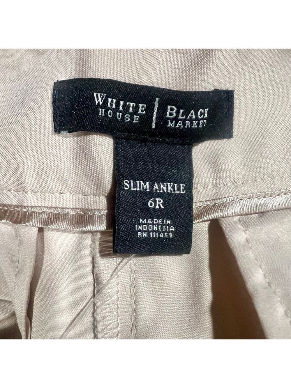 WHITE HOUSE BLACK MARKET Beige Shell Ankle Pant size 6R Smart Casual Stretch